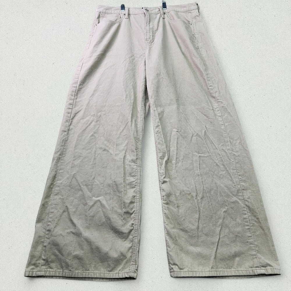 GAP Denim High Rise Wide Leg Pants Womens 14/32 Beige Corduroy 90s Y2K